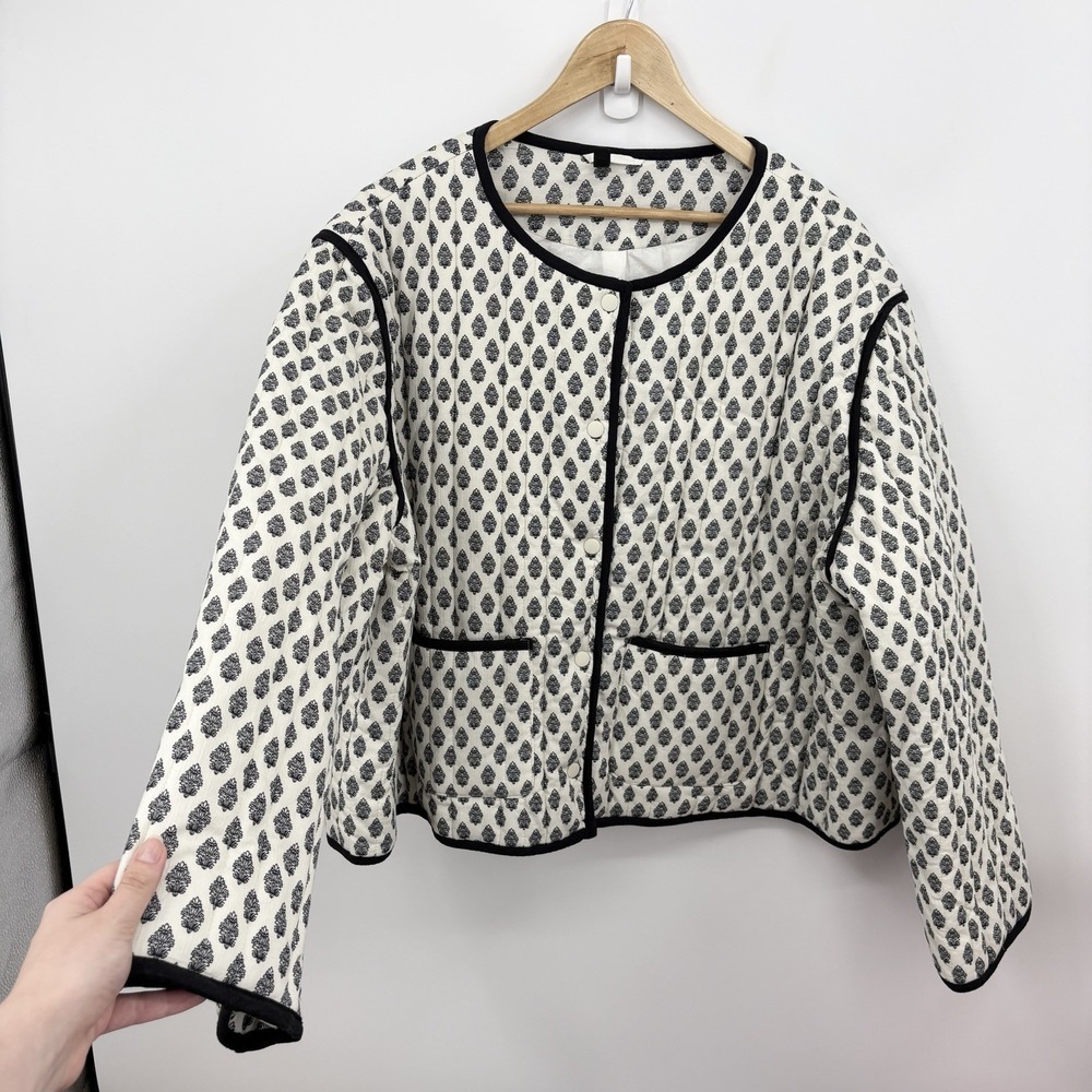 Boho Quilted Jacket Women Large Cottage Cotton Whimsy Indie Blanket Pockets